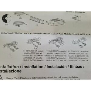 APC Smart UPS Cables 750 1000 1500 2200 3000 VA RM 2U Quick Start Guide CD #S